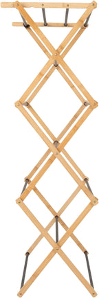 Household Essentials Bamboo Folding Clothes Drying Rack, Compact Upscale Laundry Rack with 13 Coated Dowels, Environmentally Friendly, Stable Frame