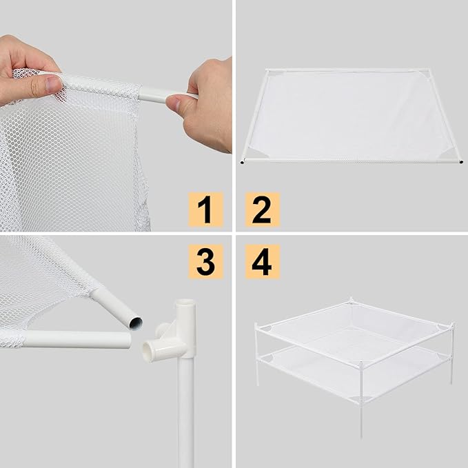 Clothes Drying Rack, 2-Layer Sweater Laundry Drying Rack Flat, Mesh Drying Rack Clothing for Indoor & Outdoor, White