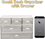 Lyellfe 3 Tier Small Desk Organizer with 6 Drawer, Stackable Desktop Storage Box, Portable Size Office Supplies Jewelry Storage Case, Makeup and Stationary Organizer for Cosmetic, School Supply