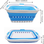 SAMMART 42L (11 gallon) Collapsible Plastic Laundry Basket - Foldable Pop Up Storage Container/Organizer - Space Saving Hamper/Basket (1, White/Marine Blue)