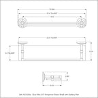 Allied Brass QN-1/22-GAL-GYM Que New 22 Inch Tempered Glass Gallery Rail Shelf, Matte Gray