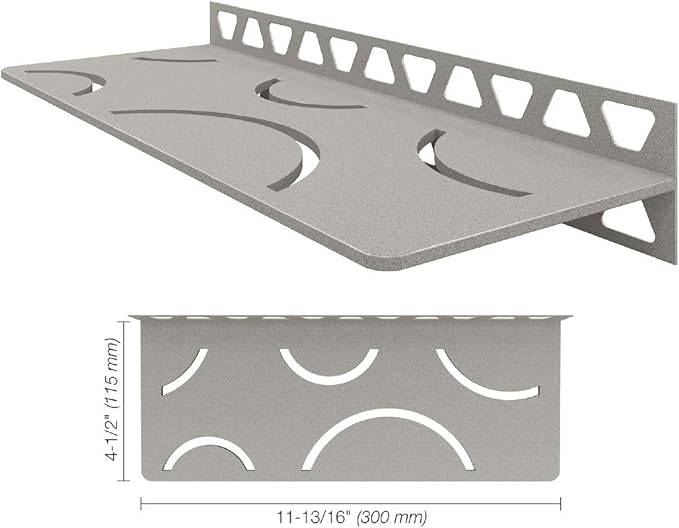 Schluter Rectangular Shelf for Tiled Walls - 4mm Thick, Curve Design, Aluminum Material, Stone Grey Finish - SWS1D6TSSG