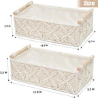 HOSROOME Macrame Storage Basket Boho Decor Baskets for Organizing Woven Decorative for Countertop Toilet Paper Basket for Tank Top for Home Decor Bedroom Nursery Livingroom Entryway (Set of 2)
