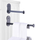 Extendable Magnetic Hanger Holder for Laundry Room, Clothes Hanger Orangizer Rack for Side of Washer or Dryer, Space Saving Laundry Storage, Black Pack of 2