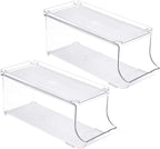 Sorbus Soda Can Organizer for Refrigerator - Stackable Holder Dispenser With Lid for Fridge, Pantry, Freezer - Holds 9 Cans Each, BPA-Free, Clear Design, Drink Organizer (2-Pack)