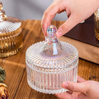 Colorful Glass Jar With Lid,Candy Cookie Jars,Mystery Jewelry Jar,Buffet Biscuit Containers Food Storage Decorative Office Candy Dish(Dazzling Colors)