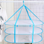 2-3 Tier Folded Mesh Clothes Drying Rack, Stackable Sweater Drying Rack, Portable Hanging Laundry Racks with Fixing Band for T-Shirt, Swimsuit, Underwear(Color:3 Tier)