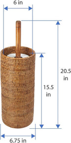 KOUBOO 3 Rolls La Jolla Hand Woven Rattan Toilet Roll Stand, Honey Brown, 17.145 x 17.145 x 52.07 cm
