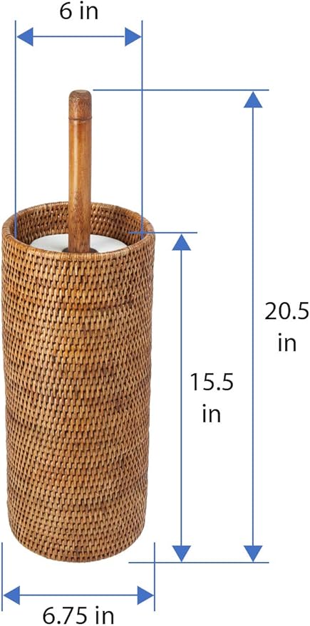 KOUBOO 3 Rolls La Jolla Hand Woven Rattan Toilet Roll Stand, Honey Brown, 17.145 x 17.145 x 52.07 cm