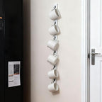White Wall-Mounted Coffee Cup Holder - Narrow Space Design Mug Rack for Kitchen & Office - Organize & Display 6 Mugs or Water Bottles - Easy Install Space Saver Home Decor
