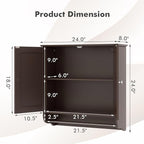Giantex Bathroom Cabinet Wall Mounted - Over The Toilet Medicine Cabinet with Double Doors, Adjustable Shelf and Towels Bar, Above Toilet Storage Cabinet for Bedroom Kitchen Wall Cabinet (Coffee)