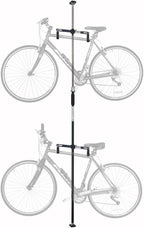 SPAREHAND Dual Bike Storage Rack - Heavy Duty, Adjustable Q-Rack II with 80 Lbs. Weight Capacity - Vertical Floor Storage System for 2 Bikes - Ideal for Garage and Indoor Bicycle Storage - Chrome