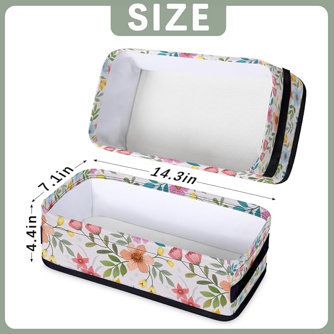 Floral Basket Flower Bathroom Baskets for Organizing, Foldable Storage Bins Toilet Paper Basket for Toilet Tank Top Fabric Storage Organizer for Shelves Closet Countertop