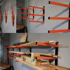 Heavy Duty Lumber Storage Rack Wall Mount, Large Metal Bracket for Wood, Plywood, PVC Pipes & Long Tools, Indoor & Outdoor Use (3 Level & 2 Pairs)