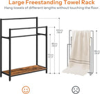 HOOBRO Extra Large Free Standing Towel Rack, 3 Tier Blanket Rack, Blanket Holder for Bathroom, 32.3" L x 11.4" W x 39.4" H, for Living Room, Bedroom, Rustic Brown and Black BF30LB01