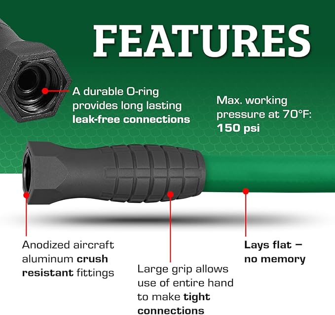 Flexzilla Colors SwivelGrip Garden Hose 5/8 in. x 50 ft., Lightweight All-Weather Water Hose, Durable and Flexible, Leak-Free Connections, Forest Green