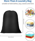 OTraki Small Laundry Bag 16x20 Inch Laundry Sack Bag with Drawstring Closure 2 Pack Laundry Wash Bag Dirty Clothes Organizer Machine Washable for Camp Drying Do Not Exceed 176℉ Black