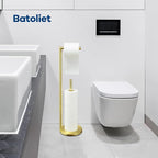 Toilet Paper Holder Stand, Bathroom Toilet Paper Roll Holder Stand with Reserve, Standing Toilet Paper Holder with Storage,Toilet Paper Roll Holder for 4 Rolls, Gold