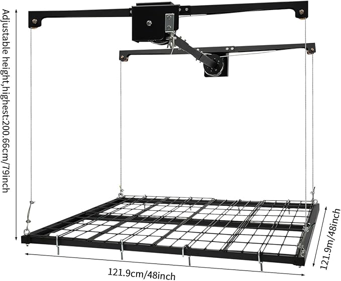 Overhead Garage Storage Rack, Heavy-Duty Ceiling Mounted Lift System and Storage Organizer, Heavy Duty Metal Overhead Storage Organizer System for Maximizing Overhead Space