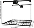 Overhead Garage Storage Rack, 4x4Ft Ceiling Storage Lift 79in Adjustable Height Garage Storage Organization Systerm, Heavy Duty Metal Garages Ceiling Storage Racks, 300lbs Load Capacity (Satin Black)
