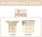 BeraTek Power Perch Wall Outlet Shelf | Declutter & Reclaim Counter Space | Bedroom & Bathroom Organizing Shelves | Alexa Echo Dot Holder, Router Shelf, Holds Electric Toothbrush | Almond, 2-Pack