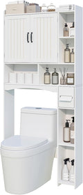 Over The Toilet Storage Cabinet, Over Toilet Bathroom Organizer, Bathroom Storage cabinets with Anti Tipping Devices, Storage cabinets with Toilet Paper Holders, for Bathroom, Laundr（White）