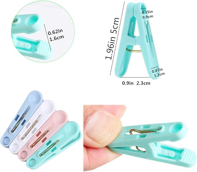 56 Pcs Colorful Clothespins, 4 Colors Spring Clips (2 Inch) Small Clothes Pin with Black Storage Bag - for Laundry, Drying Clothes, Home Use