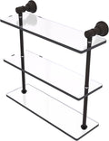 Allied Brass CL-5-16-ORB Carolina Collection 16 Inch Triple Glass Shelf, Oil Rubbed Bronze