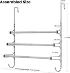 Over The Door Towel Rack, Over Door Towel Rack for Bathroom Door, Triple Towel Storage Holder with Hooks (Silver)