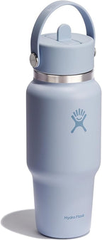 Hydro Flask Travel Water Bottle - Insulated Stainless Steel - Wide Straw Lid, Non Spill, Leakproof in 24 Oz Surf Blue
