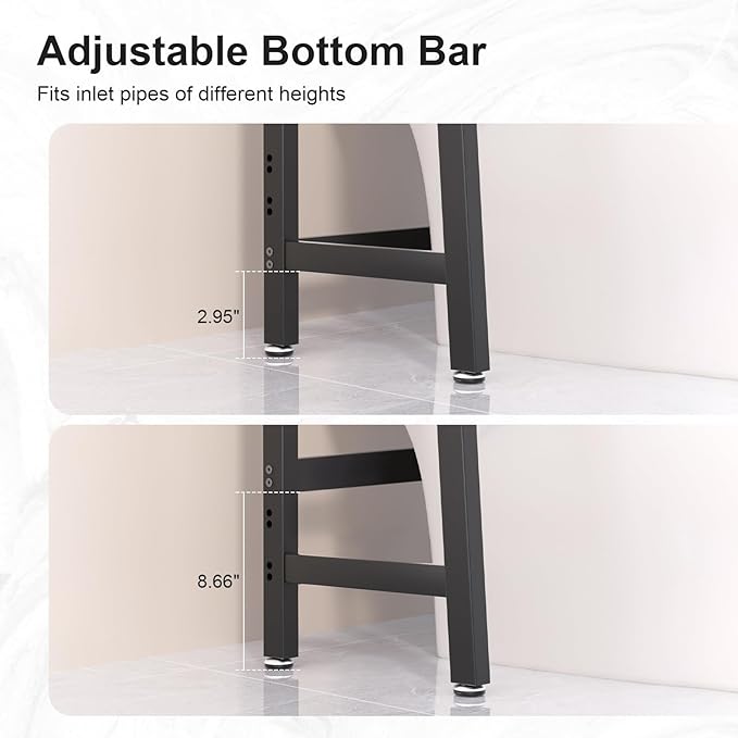 VASMIA Over The Toilet Storage Shelf,3-Tier Bathroom Organizer Over Toilet Storage Cabinet,Freestanding Space Saver with 3 Hooks Black and Rustic Brown