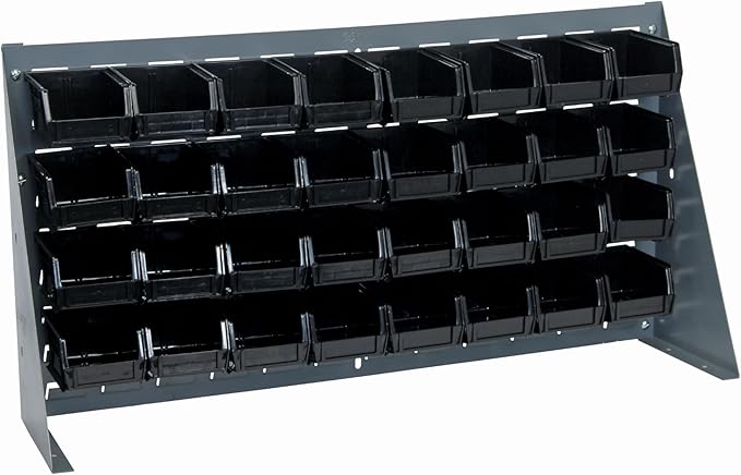 Quantum Storage Systems QBR-3619-210-32BK Ultra Bin Complete Bench Rack Package with 32 Ultra Bins, 36" x 8" x 19" , Black