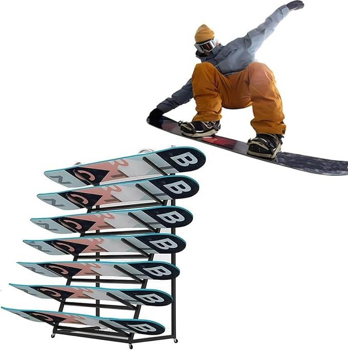 Freestanding Metal Snowboard & Ski Storage Rack for Garage or Home Gym - Organize with 4/5/6 Layer Options, Durable Triangle Design for Maximum Space Efficiency