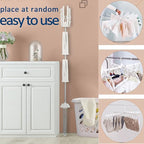 3-Tier Foldable Clothes Drying Rack, 66.93" Laundry Rack with 24 Sock Clips & Rotating Rail, Space-Saving for Balcony (White)