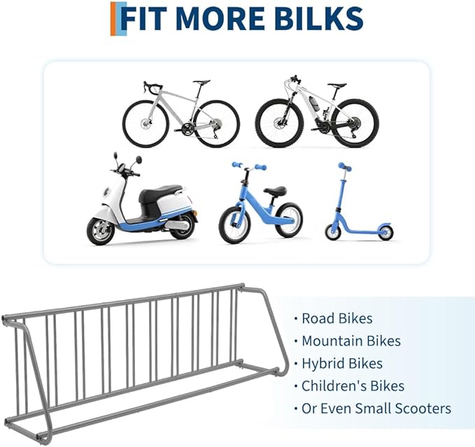 Floor Bike Rack, Sigle-Side 10-Bike Rack 122" L,Grid Bikes Racks In Ground, Freestanding Bicycle Floor Parking Stand, Stand Bike Racks for Garages Streets Yards Bike Events