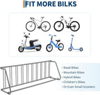Floor Bike Rack,Sigle-Side 10-Bike Rack 122" L,Grid Bike Rack In Ground,Freestanding Bicycle Floor Parking Stand,Stand Bike Racks for Garages Streets Yards Bike Events