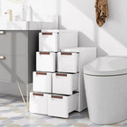 Giantex 3 Drawers Storage Cart, Narrow Plastic Dresser, Rolling Organizer Cart for Office Classroom Bedroom Bathroom Art Craft Supplies, Mobile Slim Utility Cart on Wheels (7.5"x16.5"x22.5")