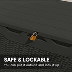 Patiowell 100 Gallon Resin Deck Box, Waterproof Large Outdoor Storage Box for Patio Furniture and Garden Tools, Black