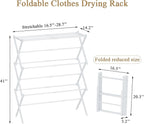 Foldable Drying Rack Clothing, 3-Tier Portable Clothes Drying Racks for Indoor & Outdoor, Anti-Rust Compact Laundry Rack Collapsible, White 29" D x 14" W x 41" H