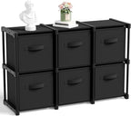 6 Cube Storage Organizer with Shelf Back to School Boxes 11 Inch Toy Storage Bins Closet Organizers Drawers Fabric Dresser for Playroom Books Bedroom Dorm Kitchen (Black)