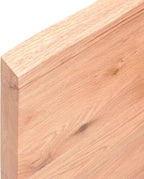 vidaXL Bathroom Countertop in Light Brown Solid Oak Wood, Treated with Varnish, Live Edge, Versatile Use, 55.1"x11.8"x(0.8"-1.6")"