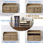 KIRIGEN Desk Organizer with 3 Drawers - Wood Drawer Storage Box with Trays for Tabletop - Workspace Office Toiletries Supplies Tool Caddy - Wooden Storage Cabinet1 Layer Dark Brown（DT1D3C-DBR）