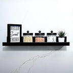 SheeChung Bathroom Organizers and Storage - 1Pack Qtip Holders Bathroom Canister Apothecary Jars for Cotton Swabs, Rounds, Balls, Qtips,Makeup Sponges, Flossers,Bath Salts - Black