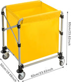 Commercial Laundry Cart with Wheels 220LBS Load Laundry Basket Foldable Laundry Cart with Removable Bag Rolling Laundry Sorter for Home, Hotel, Hospital (Yellow)