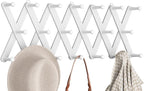 Accordion Wall Hanger, Hat Rack for Wall with 20 Coat Hooks, Expandable Hat Hangers Organizer, Vintage Decorative Coat Rack Wall Mount for Purse, Mug(White)