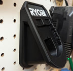 18v Battery Peg Board Storage - Compatible Mount for RYOBI®, DEWALT®, Milwaukee® - Display Shelf - Store Slots - Multicolored (RYOBI®, Red)