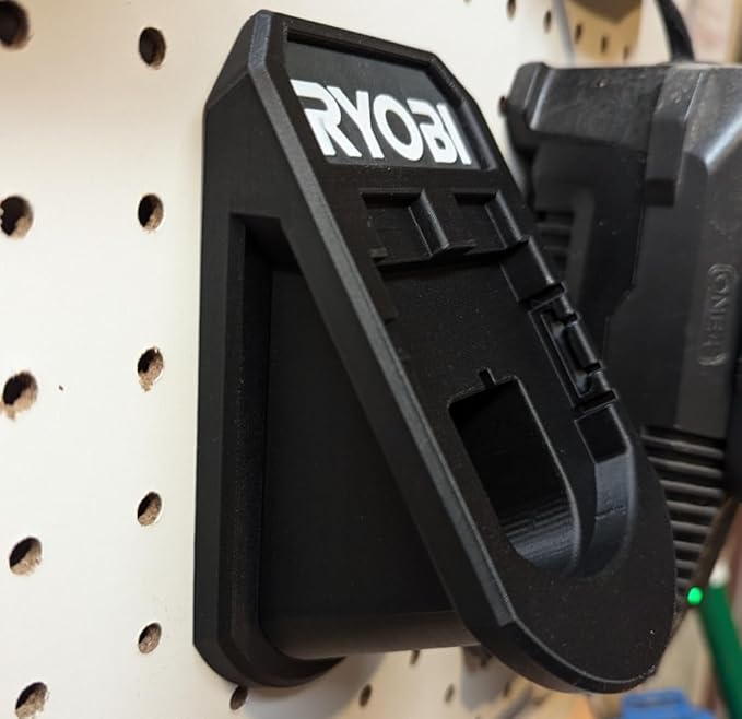18v Battery Peg Board Storage - Compatible Mount for RYOBI®, DEWALT®, Milwaukee® - Display Shelf - Store Slots - Multicolored (RYOBI®, Red)
