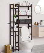 Homde Over The Toilet Storage with Basket and Drawer, Bamboo Bathroom Organizer with Adjustable Shelf & Waterproof Feet Pad, Space Saver Rack for Restroom, Laundry, Brown