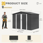 DWVO 7x5FT Outdoor Storage Shed, Roomy Steel Tool Shed with Secure Entrances & Air Circulation for Patio, Lawn, and Backyard, Ideal for Storing Garden Gear, Lawn Tools, and Bikes, Dark Gray