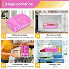 Bento Box Adult Lunch Box Kids,Lunch Containers for Adults/Kids/Toddler,5 Compartments Bento Lunch Box with Sauce Vontainers,Microwave & Dishwasher & Freezer Safe,BPA-Free (Red lily)